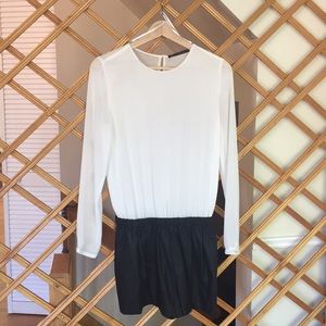 Black and white long sleeve short onesie